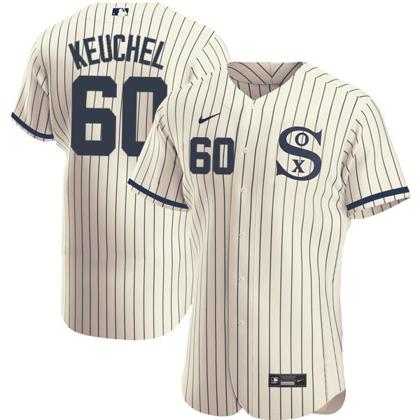 Men Chicago White Sox 60 Keuchel Cream stripe Dream version Elite Nike 2021 MLB Jerseys